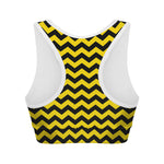 Black And Yellow Zigzag Pattern Print Women's Sports Bra