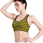 Black And Yellow Zigzag Pattern Print Women's Sports Bra