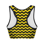 Black And Yellow Zigzag Pattern Print Women's Sports Bra