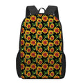 Black Autumn Sunflower Pattern Print 17 Inch Backpack