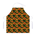 Black Autumn Sunflower Pattern Print Adjustable Apron