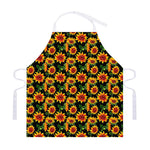 Black Autumn Sunflower Pattern Print Adjustable Apron