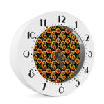 Black Autumn Sunflower Pattern Print Alarm Clock
