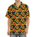 Black Autumn Sunflower Pattern Print Aloha Shirt