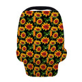 Black Autumn Sunflower Pattern Print Baby Seat Cover