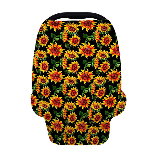 Black Autumn Sunflower Pattern Print Baby Seat Cover