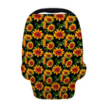 Black Autumn Sunflower Pattern Print Baby Seat Cover