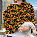 Black Autumn Sunflower Pattern Print Baby Seat Cover