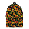 Black Autumn Sunflower Pattern Print Backpack