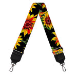 Black Autumn Sunflower Pattern Print Bag Strap