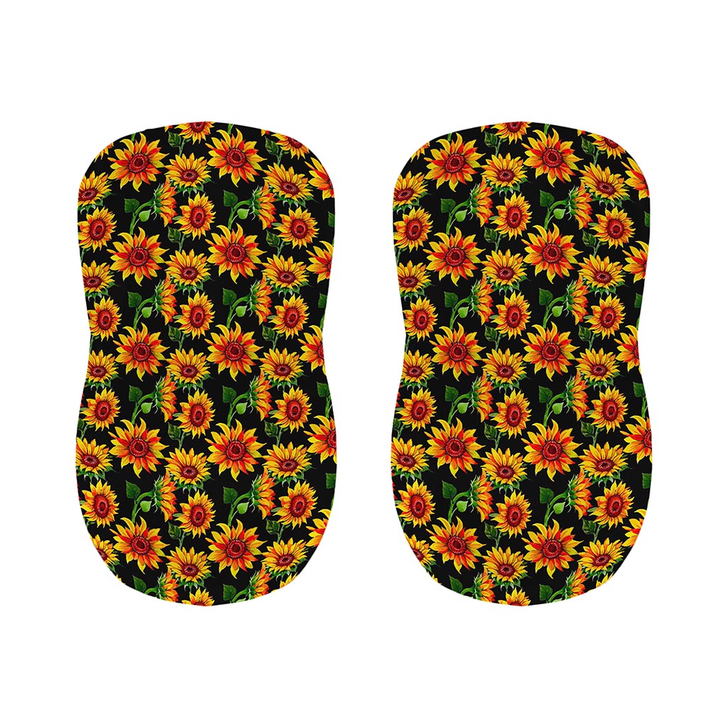 Black Autumn Sunflower Pattern Print Bar Stool Covers