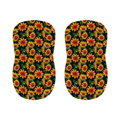 Black Autumn Sunflower Pattern Print Bar Stool Covers