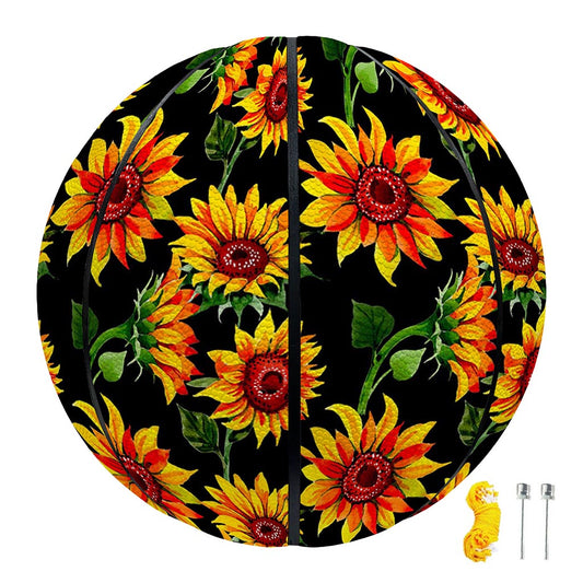 Black Autumn Sunflower Pattern Print Basketball