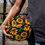 Black Autumn Sunflower Pattern Print Basketball