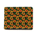 Black Autumn Sunflower Pattern Print Bifold Wallet