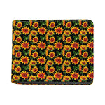 Black Autumn Sunflower Pattern Print Bifold Wallet