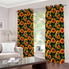 Black Autumn Sunflower Pattern Print Blackout Grommet Curtains