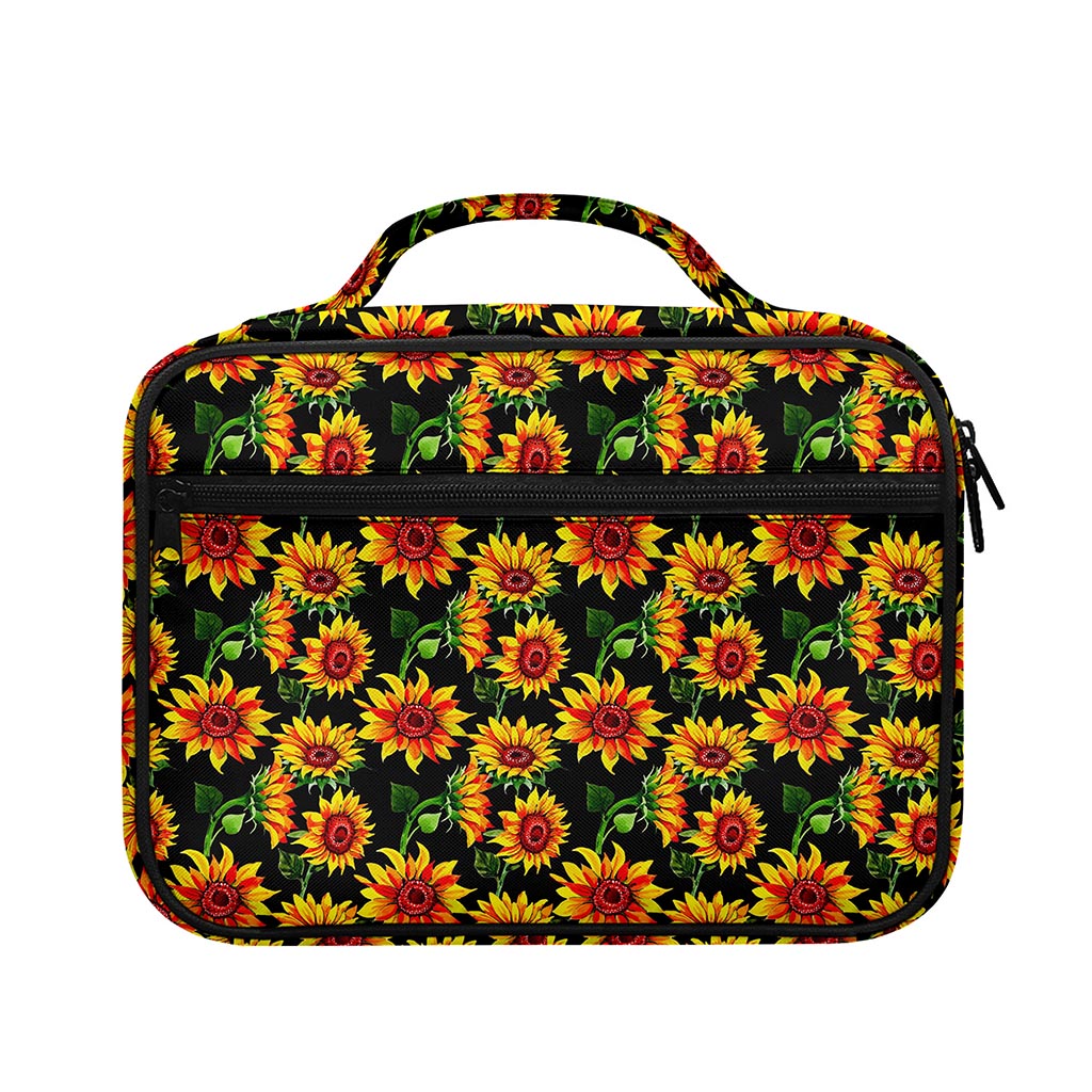 Black Autumn Sunflower Pattern Print Briefcase Bible Bag