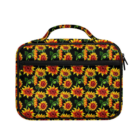 Black Autumn Sunflower Pattern Print Briefcase Bible Bag