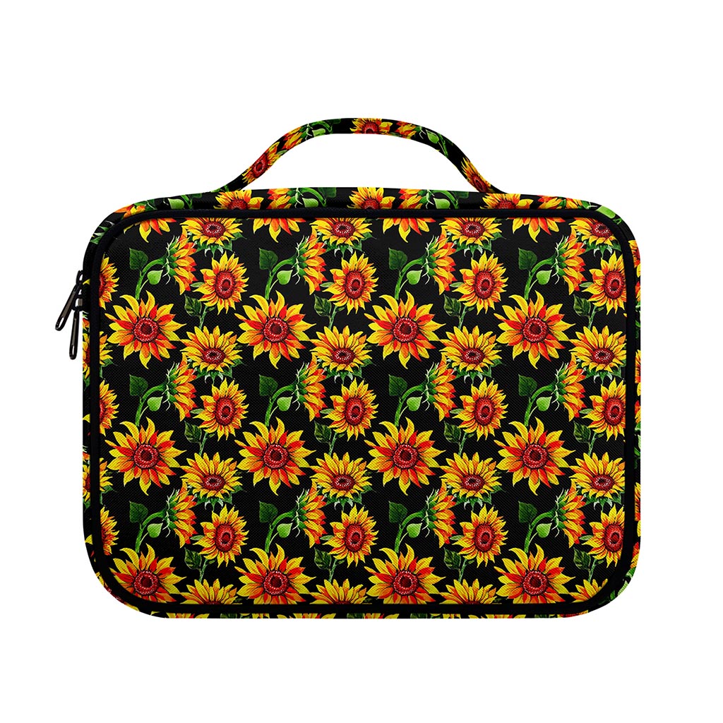 Black Autumn Sunflower Pattern Print Briefcase Bible Bag