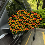 Black Autumn Sunflower Pattern Print Car Side Mirror Covers