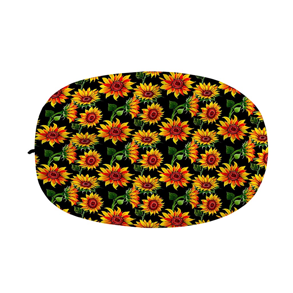 Black Autumn Sunflower Pattern Print Car Side Mirror Covers