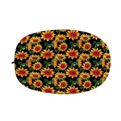 Black Autumn Sunflower Pattern Print Car Side Mirror Covers