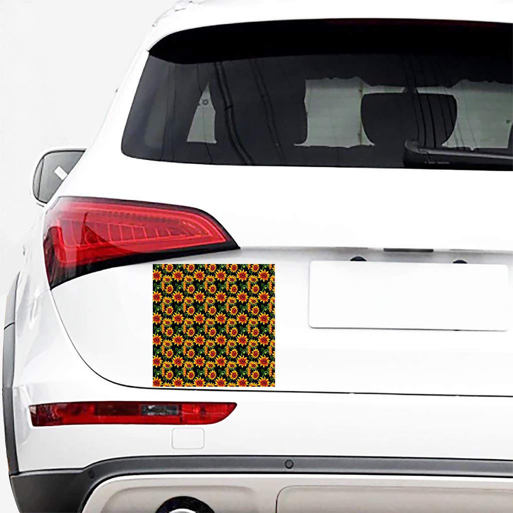 Black Autumn Sunflower Pattern Print Car Sticker