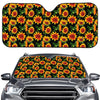 Black Autumn Sunflower Pattern Print Car Windshield Sun Shade