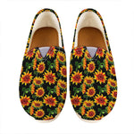 Black Autumn Sunflower Pattern Print Casual Shoes