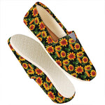 Black Autumn Sunflower Pattern Print Casual Shoes
