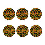 Black Autumn Sunflower Pattern Print Coaster Set