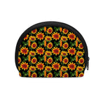 Black Autumn Sunflower Pattern Print Coin Purse
