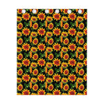 Black Autumn Sunflower Pattern Print Curtain