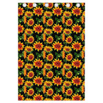 Black Autumn Sunflower Pattern Print Curtain