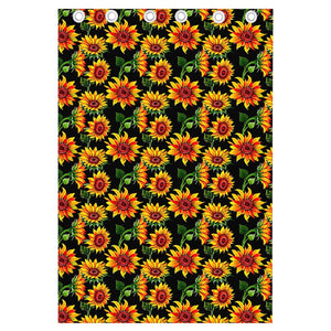 Black Autumn Sunflower Pattern Print Curtain