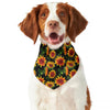 Black Autumn Sunflower Pattern Print Dog Bandana