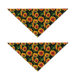 Black Autumn Sunflower Pattern Print Dog Bandana