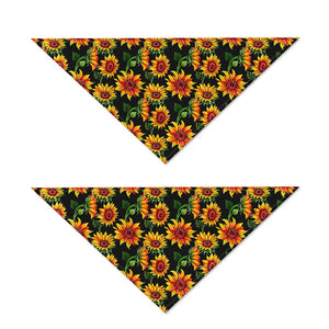 Black Autumn Sunflower Pattern Print Dog Bandana