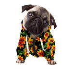 Black Autumn Sunflower Pattern Print Dog Zip Up Hoodie