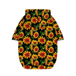Black Autumn Sunflower Pattern Print Dog Zip Up Hoodie