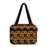 Black Autumn Sunflower Pattern Print Double Strap Bible Bag