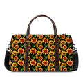 Black Autumn Sunflower Pattern Print Duffel Bag