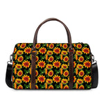 Black Autumn Sunflower Pattern Print Duffle Bag
