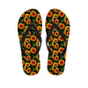 Black Autumn Sunflower Pattern Print Flip Flops