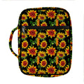 Black Autumn Sunflower Pattern Print Front Pocket Bible Bag