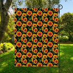 Black Autumn Sunflower Pattern Print Garden Flag