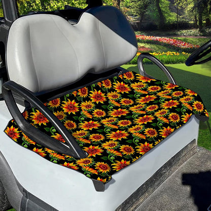 Black Autumn Sunflower Pattern Print Golf Cart Seat Cover