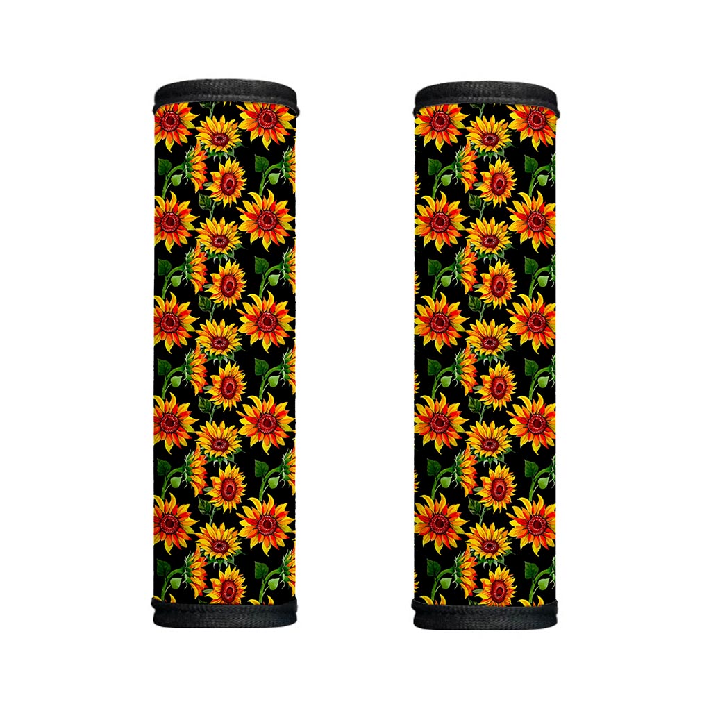 Black Autumn Sunflower Pattern Print Handle Covers