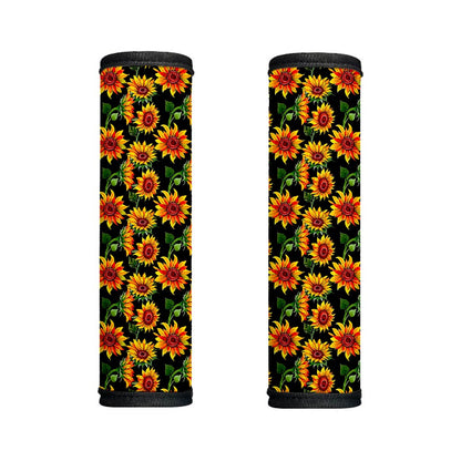Black Autumn Sunflower Pattern Print Handle Covers